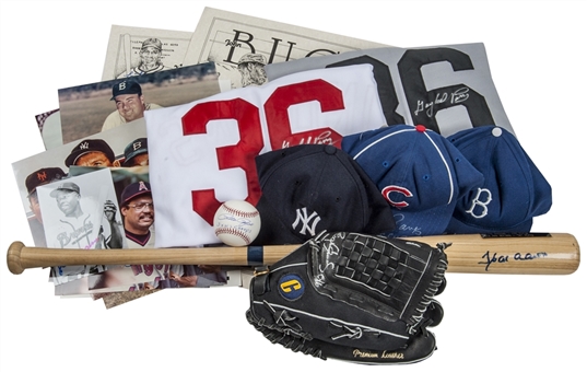 Baseball Memorabilia Signed Lot of (19) Items Featuring Hank Aaron, Pete Rose, Nolan Ryan, Duke Snider, Mickey Mantle, Willie Mays (PSA Pre-Cert)